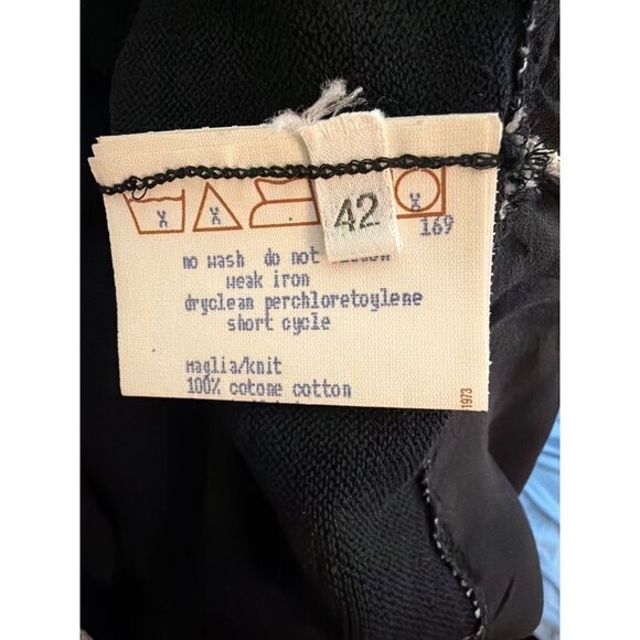 Margon Black Knit Top With Lace Hem & Button Tie Neck Size 42 - Picture 5 of 5